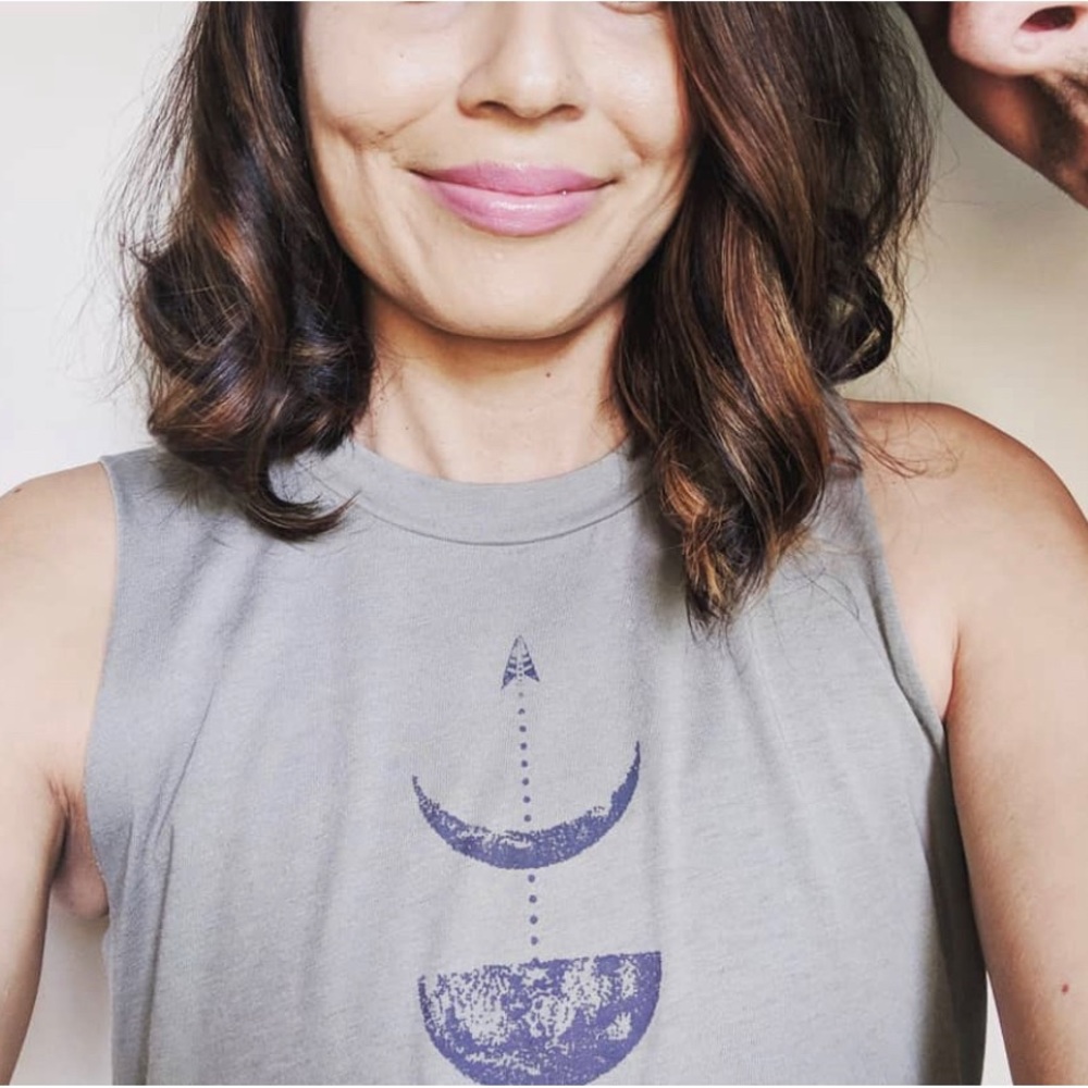 Fifth Sun Olive Green Super Soft Tank Top with Moon Phases Size XS